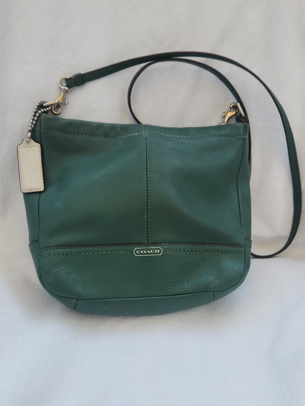 Coach Emerald Green Soft Pebbled Leather Crossbody Bag